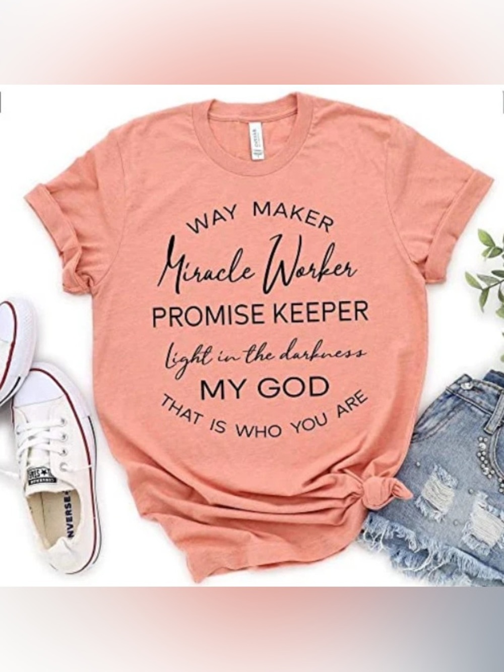 Love ❤️ in Faith -New- Heather Prism Sunset ‘Way Maker’ Short Sleeve Graphic Tee